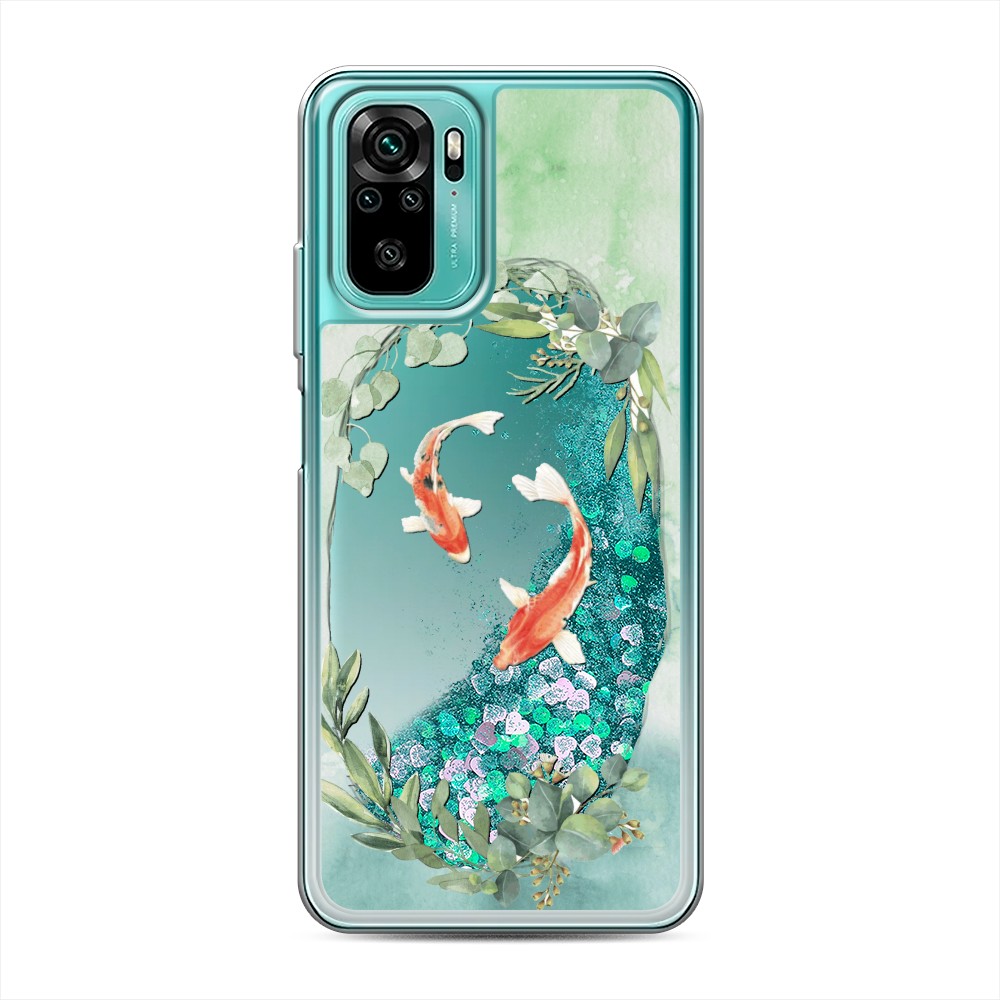 

Жидкий чехол с блестками "Две золотые рыбки" на Xiaomi Redmi Note 10
