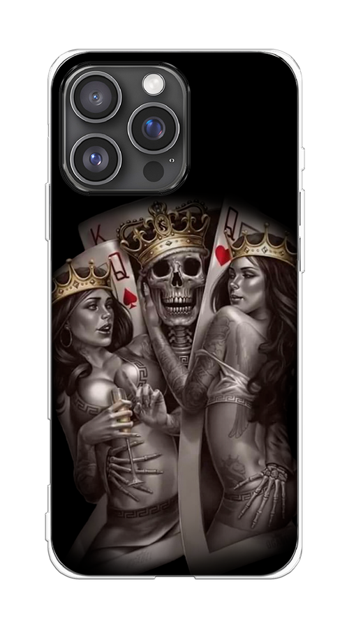 

Чехол на Apple iPhone 16 Pro Max "Карты король и королевы", Серый;желтый, 16350-1