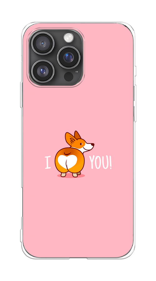 

Чехол на Apple iPhone 16 Pro Max "Корги I love you", Розовый;коричневый;белый, 16350-1