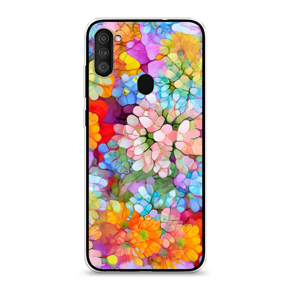 

Чехол на Samsung Galaxy M11 "Цветы витраж", Оранжевый;розовый;голубой, 2100650-3