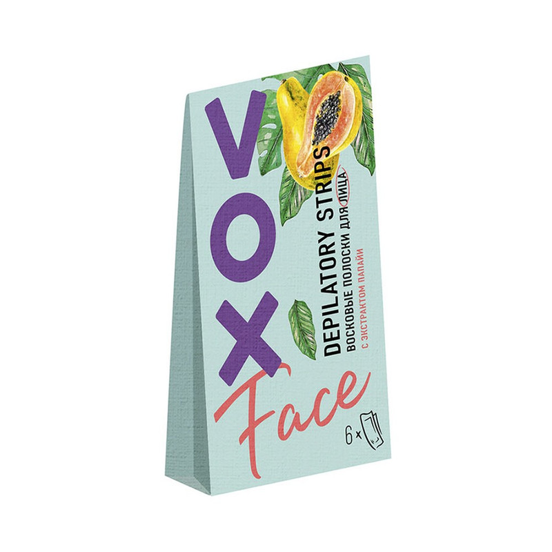 Полоски восковые для лица VOX с экстрактом папайи, 8 шт.