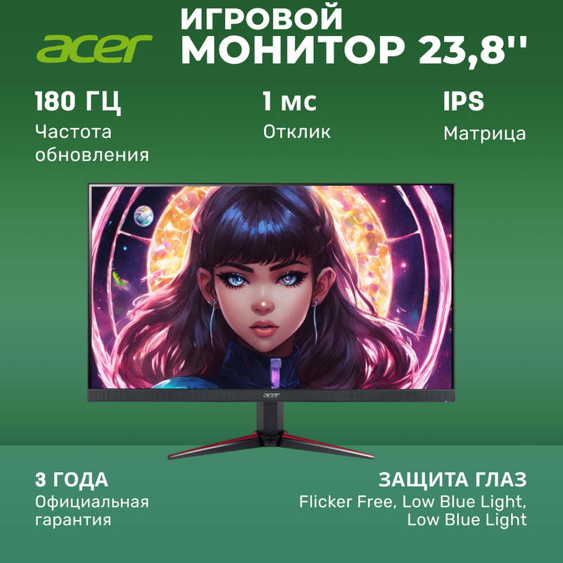 Монитор Acer Nitro VG240YM3bmiipx 23.8, um.qv0ee.304