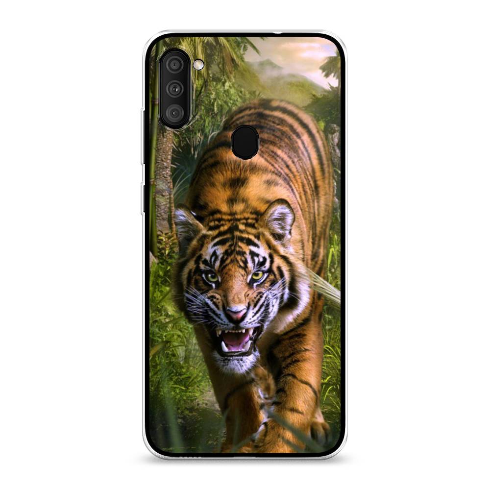 

Чехол на Samsung Galaxy M11 "Тигр в джунглях 2", Оранжевый;зеленый, 2100650-1