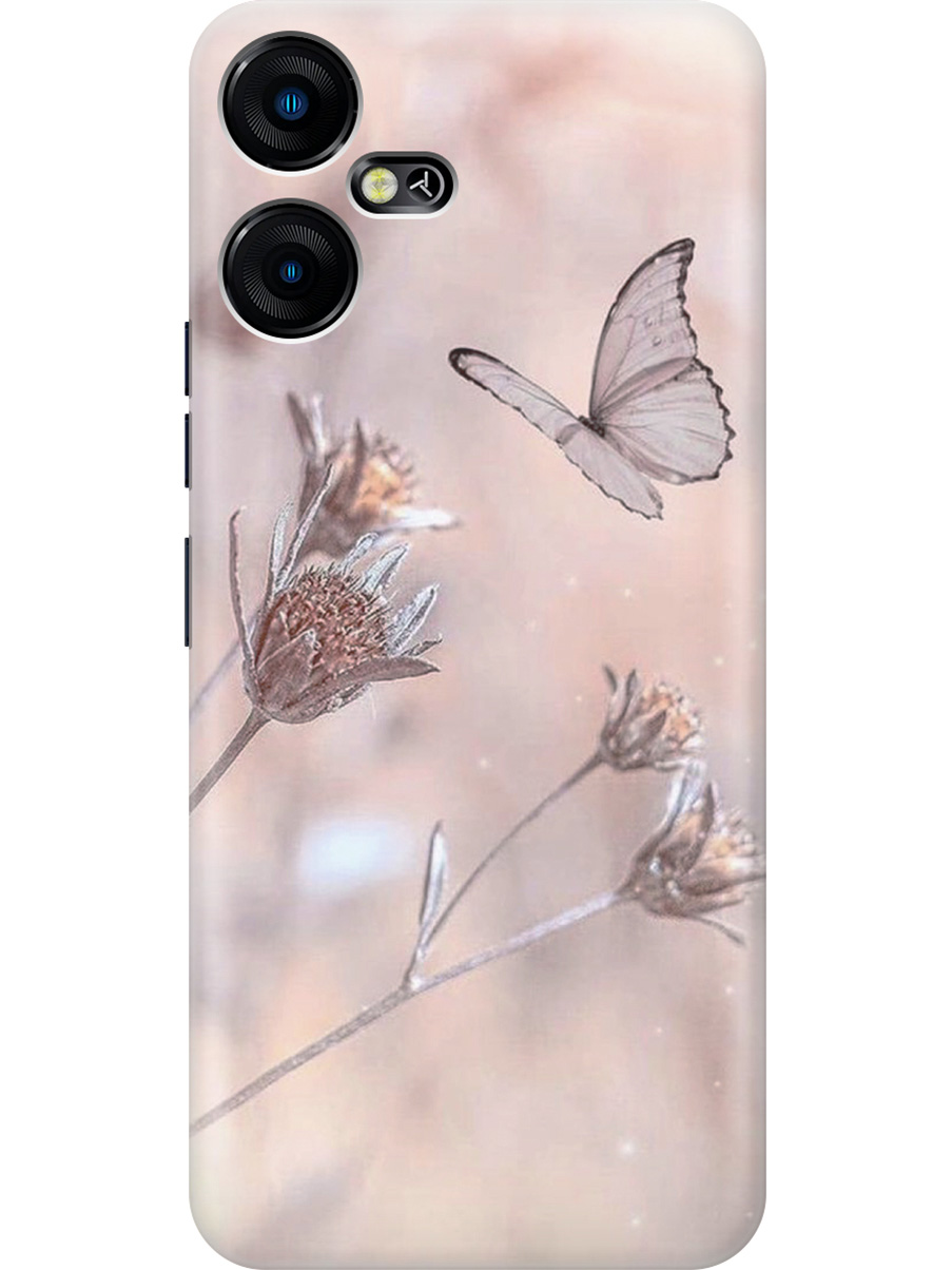 

Силиконовый чехол на Tecno Pova Neo 3 "Бабочка", Белый;розовый, 20001480
