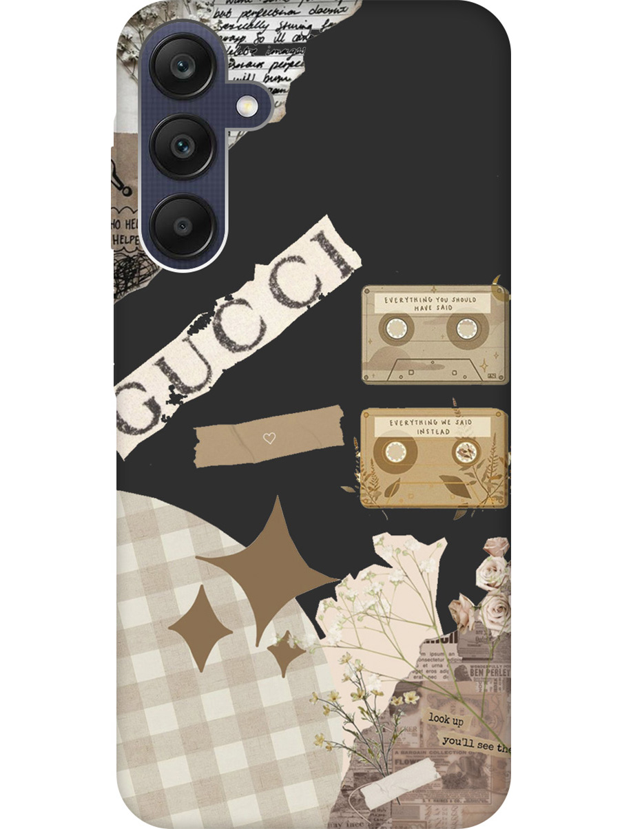 

Силиконовый чехол на Samsung Galaxy A25 с рисунком "GUCCI Stickers" Soft Touch черный, Черный;белый, 20012135