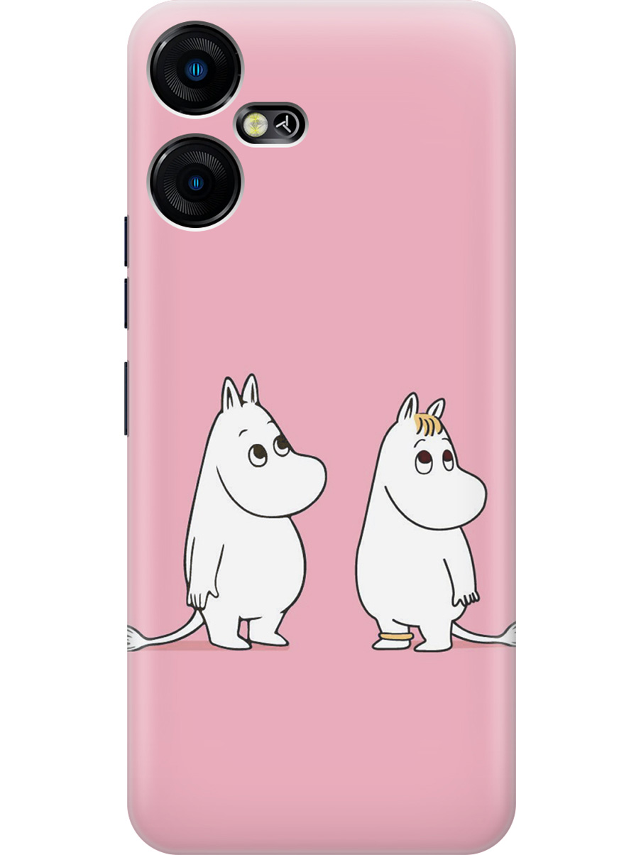 

Силиконовый чехол на Tecno Pova Neo 3 "Муми-тролли на розовом", Белый;розовый, 20001480
