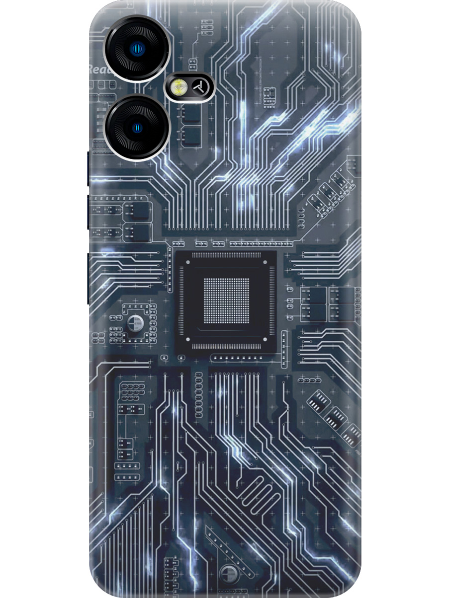 

Силиконовый чехол на Tecno Pova Neo 3 "Синяя микросхема", Белый;серый;синий, 20001480