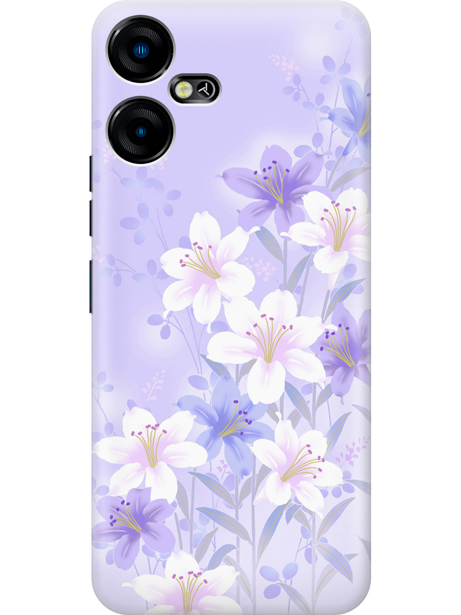 

Силиконовый чехол на Tecno Pova Neo 3 "Лилии на фиолетовом", Белый;фиолетовый, 20001480