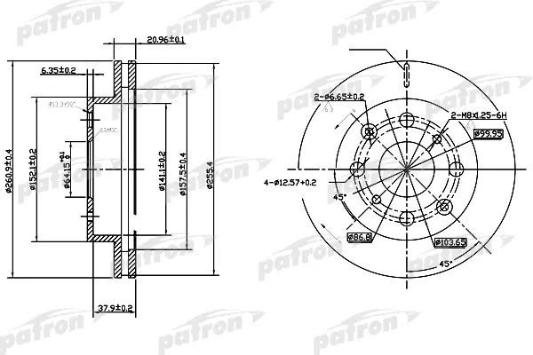 

Тормозной диск PATRON комплект 1 шт. PBD3021