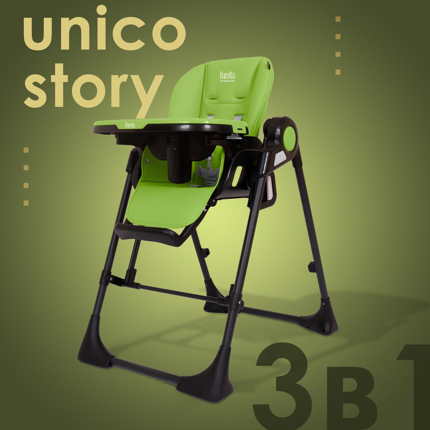 фото Стульчик для кормления 3в1 nuovita unico story (verde, nero/зеленый, черный)