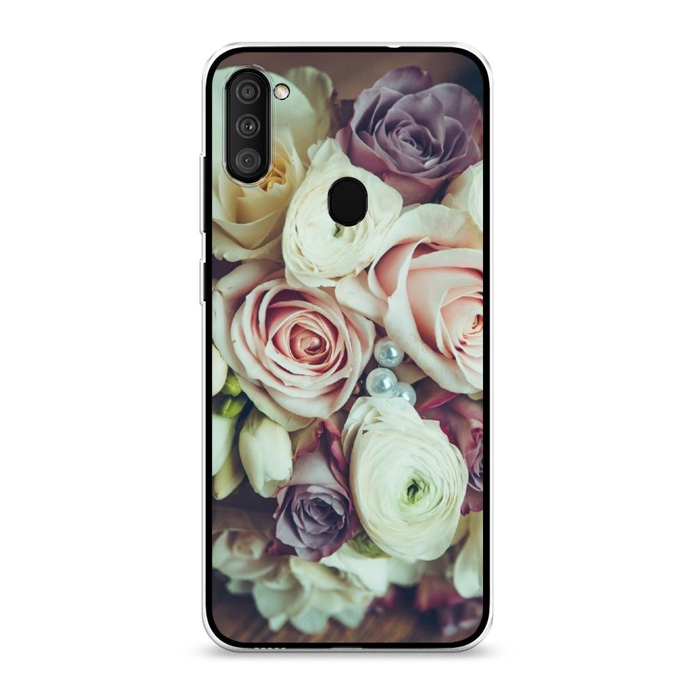

Чехол на Samsung Galaxy M11 "Свадебный букет", Белый;фиолетовый, 2100650-2