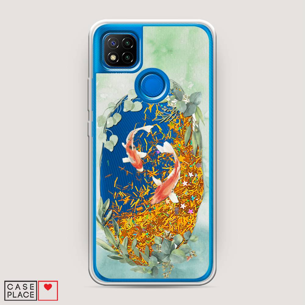 

Жидкий чехол с блестками "Две золотые рыбки" на Xiaomi Redmi 9C, 39090-1