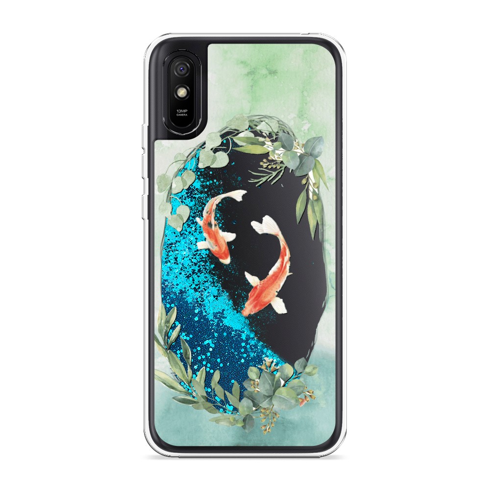 

Жидкий чехол с блестками "Две золотые рыбки" на Xiaomi Redmi 9A, 38993-1