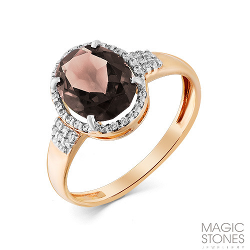 

Кольцо из золота р. 17,5 Magic Stones 01-2-402-10, фианит\цитрин, 01-2-402-10