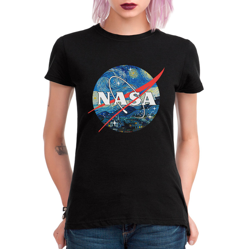 

Футболка женская Dream Shirts Звездная Ночь НАСА черная M, Звездная Ночь НАСА