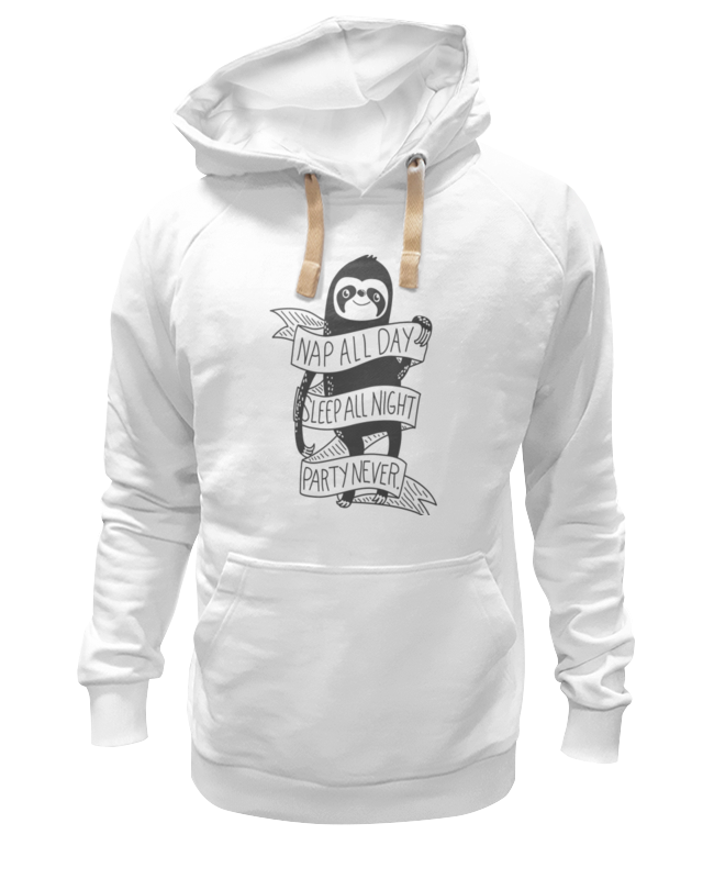 

Худи унисекс Printio Ленивец белое 2XL, Белый, Ленивец