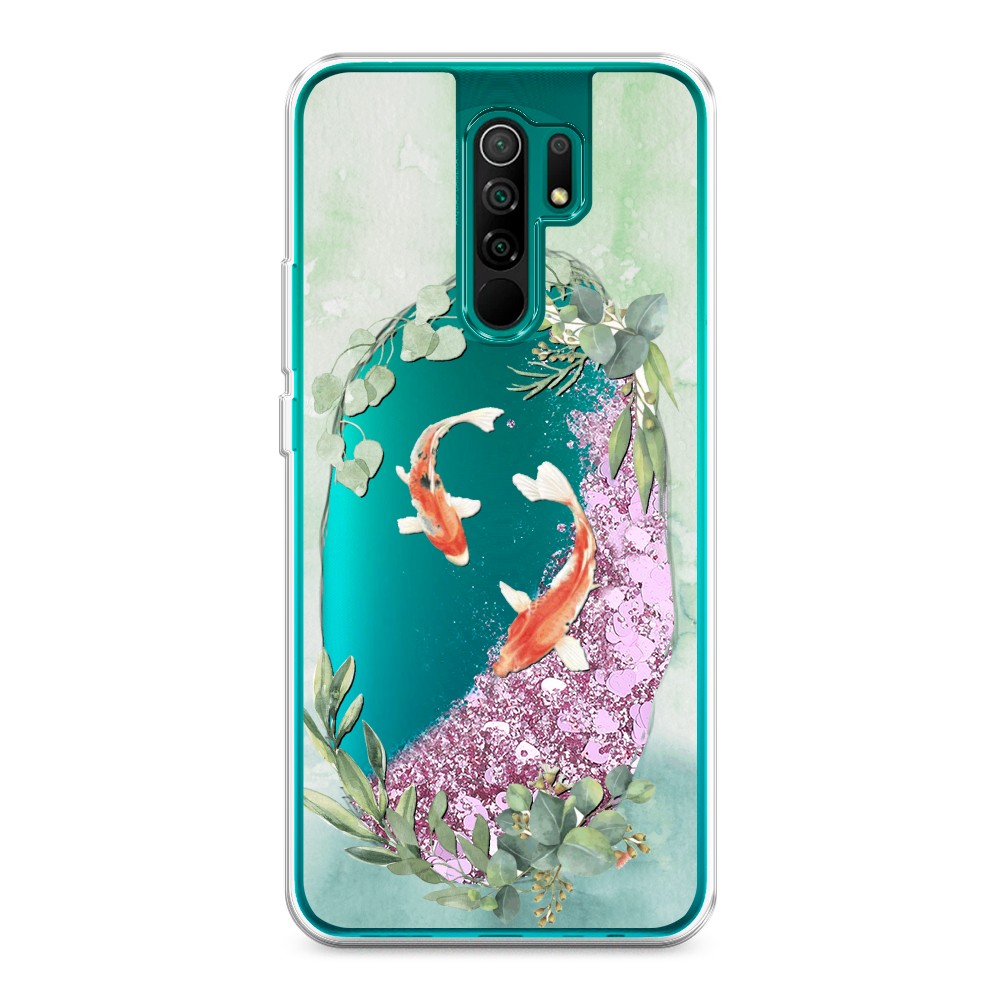 

Жидкий чехол с блестками "Две золотые рыбки" на Xiaomi Redmi 9, 38394-1