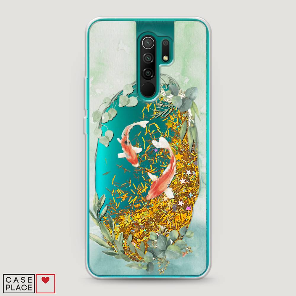 

Жидкий чехол с блестками "Две золотые рыбки" на Xiaomi Redmi 9, 38390-1