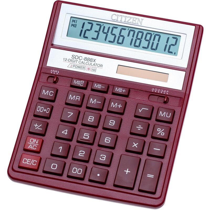 Калькулятор настольный Citizen SDC-888XRD, 12 разрядов, бухгалтерский, синий