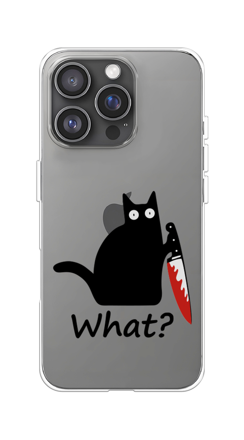 

Чехол на Apple iPhone 16 Pro "Котик с ножом", Черный;красный, 16250-1