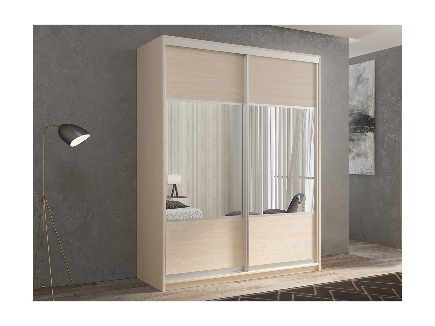 

Шкаф-купе 2-х дверный Кааппи 6 Дуб молочный 120х60х230 см