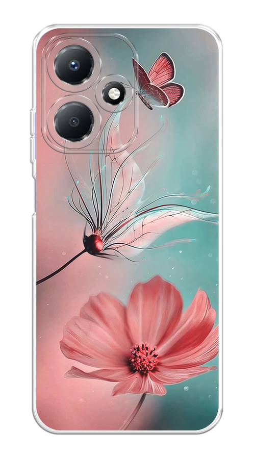 

Чехол на Infinix Hot 30 Play "Бабочка и цветок", Голубой;розовый, 3104250-1