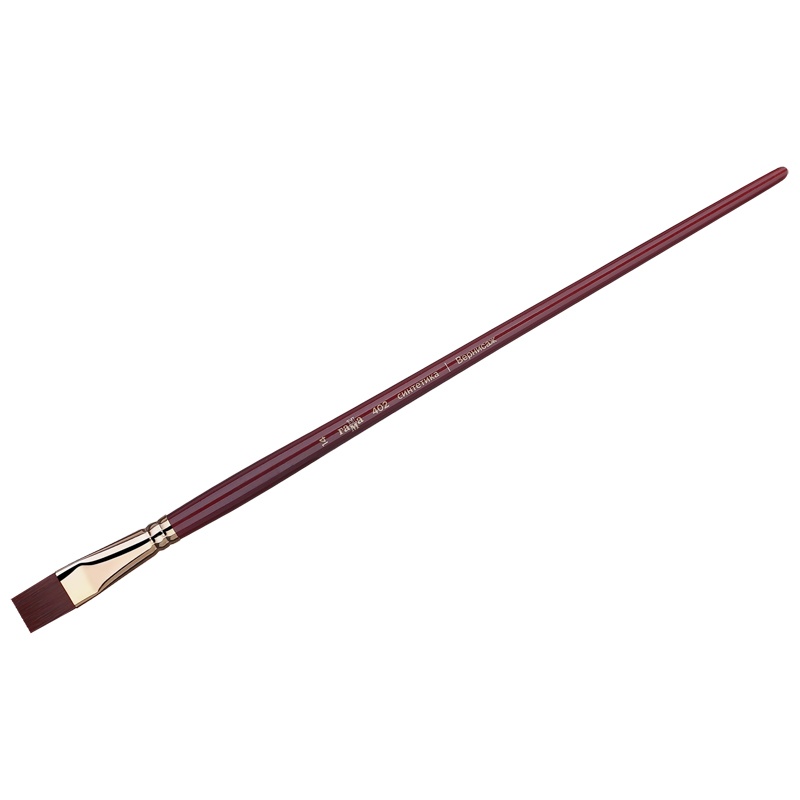 фото Кисть художественная гамма синтетика бордовая вернисаж плоская №14 длинная ручка shantou gepai