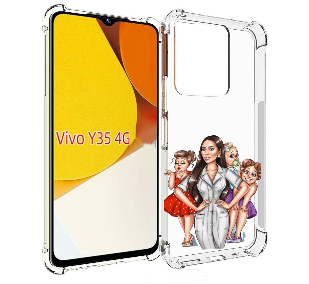 

Чехол MyPads Милые-дамы женский для Vivo Y35 4G 2022 / Vivo Y22, Прозрачный, Tocco