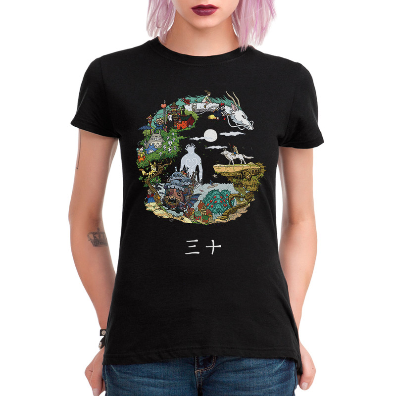

Футболка женская Dream Shirts Фильмы Студии Гибли черная 2XL, Фильмы Студии Гибли