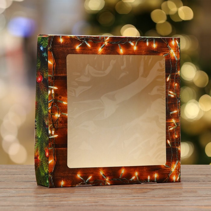 

Коробка складная с окном Merry christmas 20х20х4 см 20 шт., Коричневый