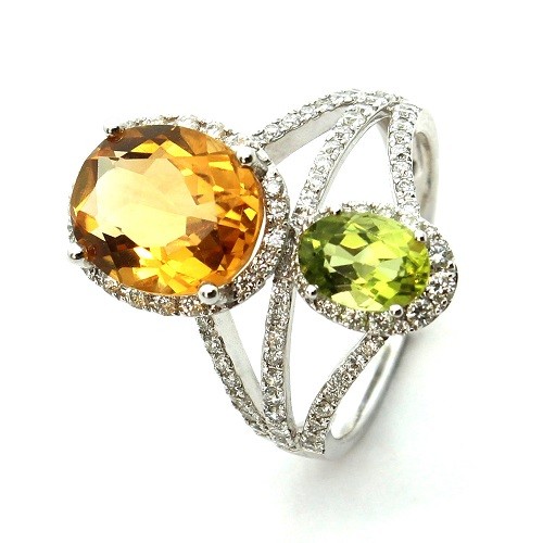 

Кольцо из золота р. 17,5 DIAMOND PRIME 31-2-DX-R-000057, бриллиант\хризолит\цитрин, 31-2-DX-R-000057