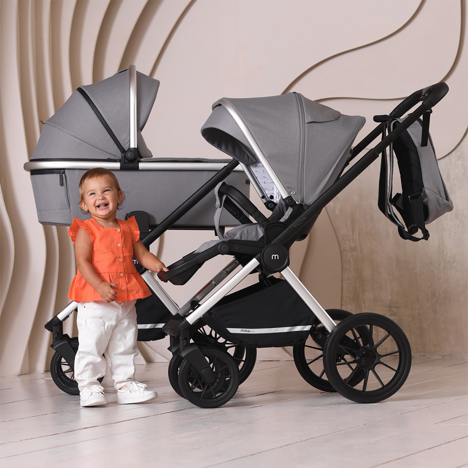 Коляска детская 2 в 1 MOWBaby TILDA Grey