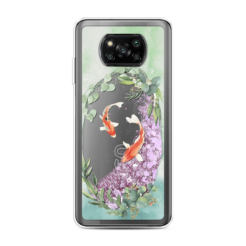 

Жидкий чехол с блестками "Две золотые рыбки" на Xiaomi Poco X3 Pro, 310694-1