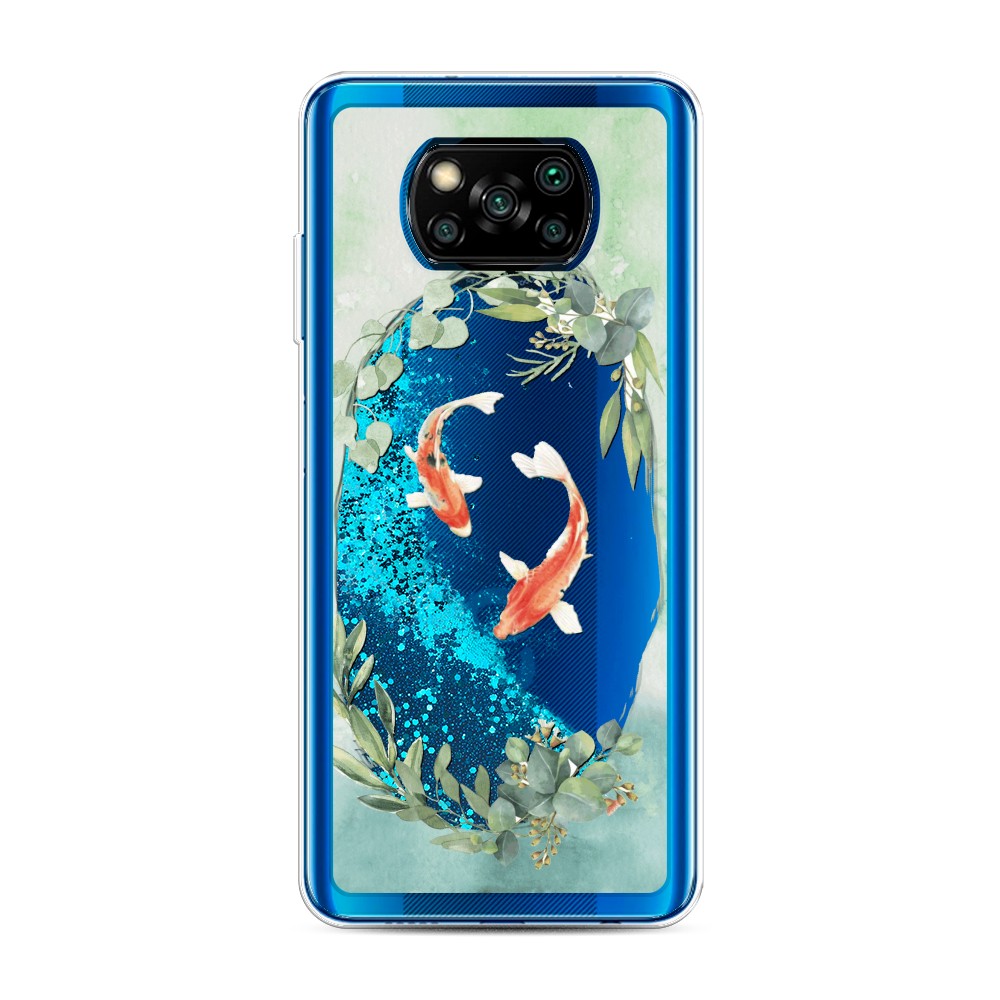 

Жидкий чехол с блестками "Две золотые рыбки" на Xiaomi Poco X3 NFC, 39293-1