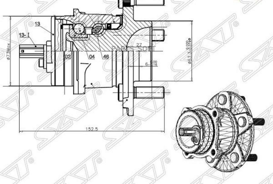 

SAT Ступичный узел задн. FORD C-MAX/FOCUS/VOLVO S40/V50 04-, ST1506577