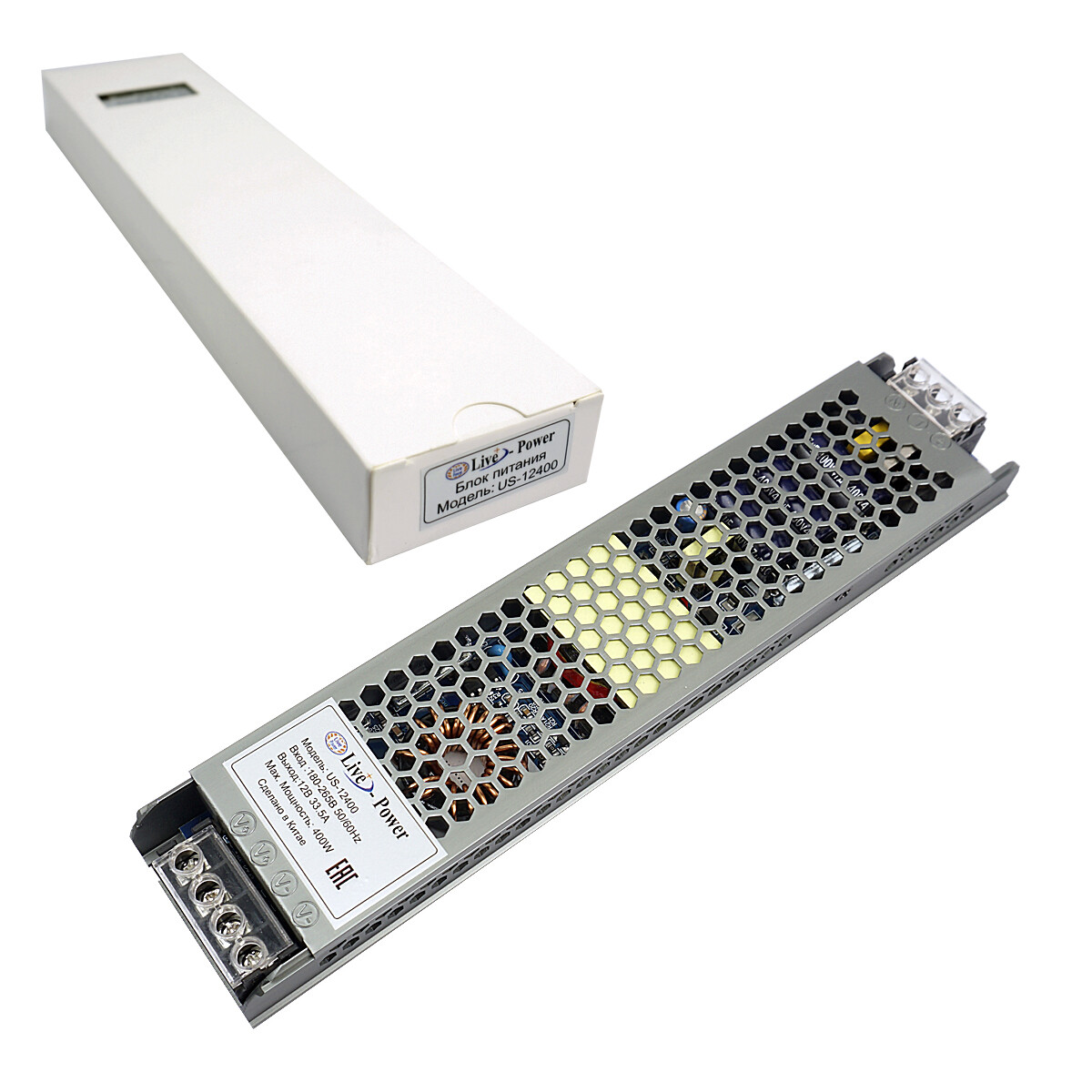 Блок питания для светодиодов Live Power, DC, Ip20, 12V/33.5A, 400W A4007