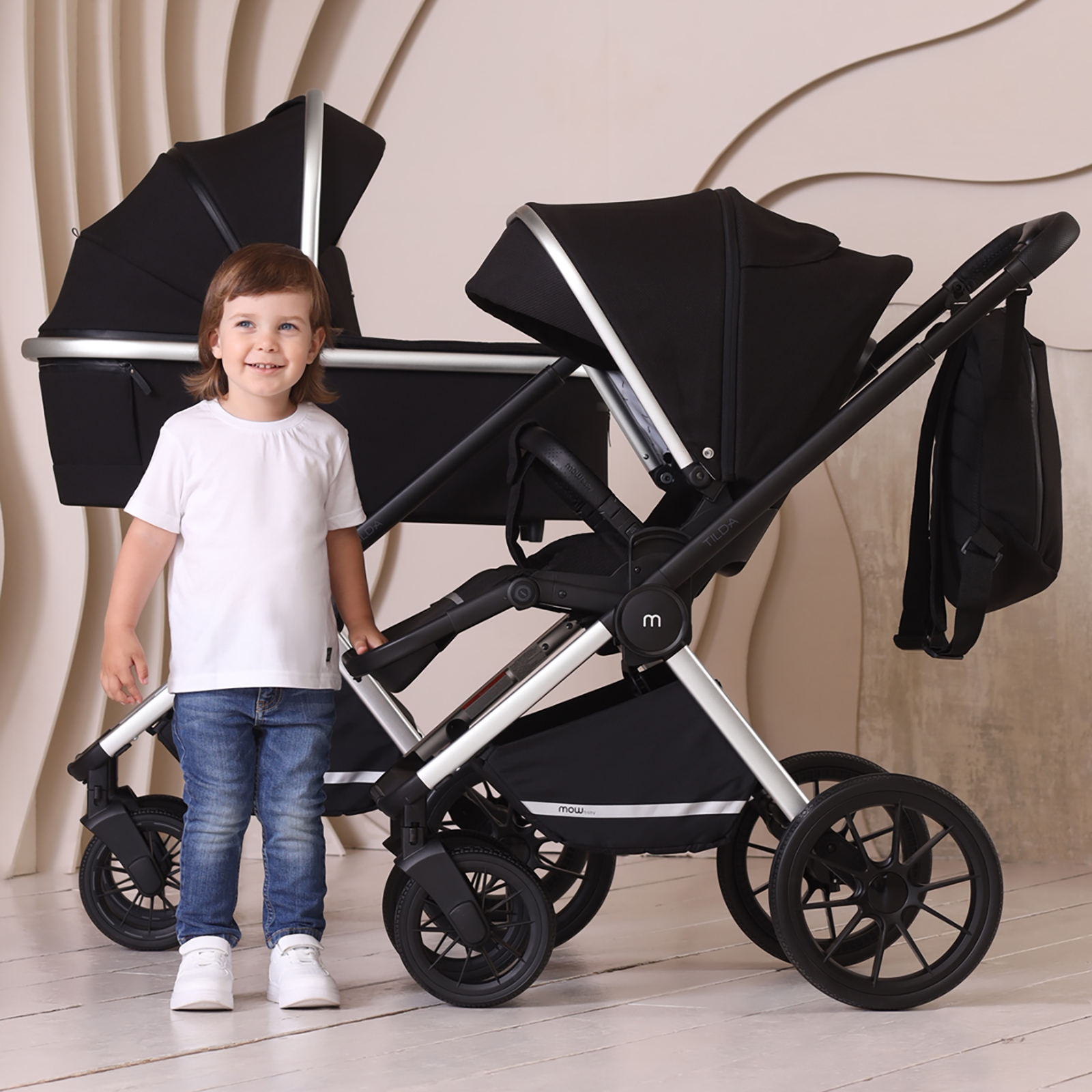 Коляска детская 2 в 1 MOWBaby TILDA Black