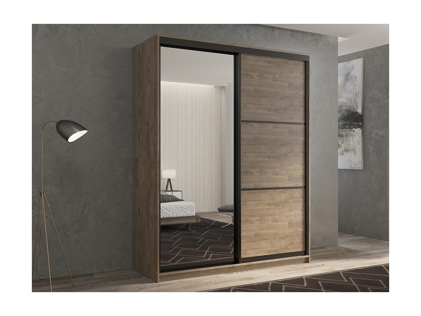 

Шкаф-купе 2-х дверный Кааппи 2 Дуб Харбор Эспрессо 120х60х230 см