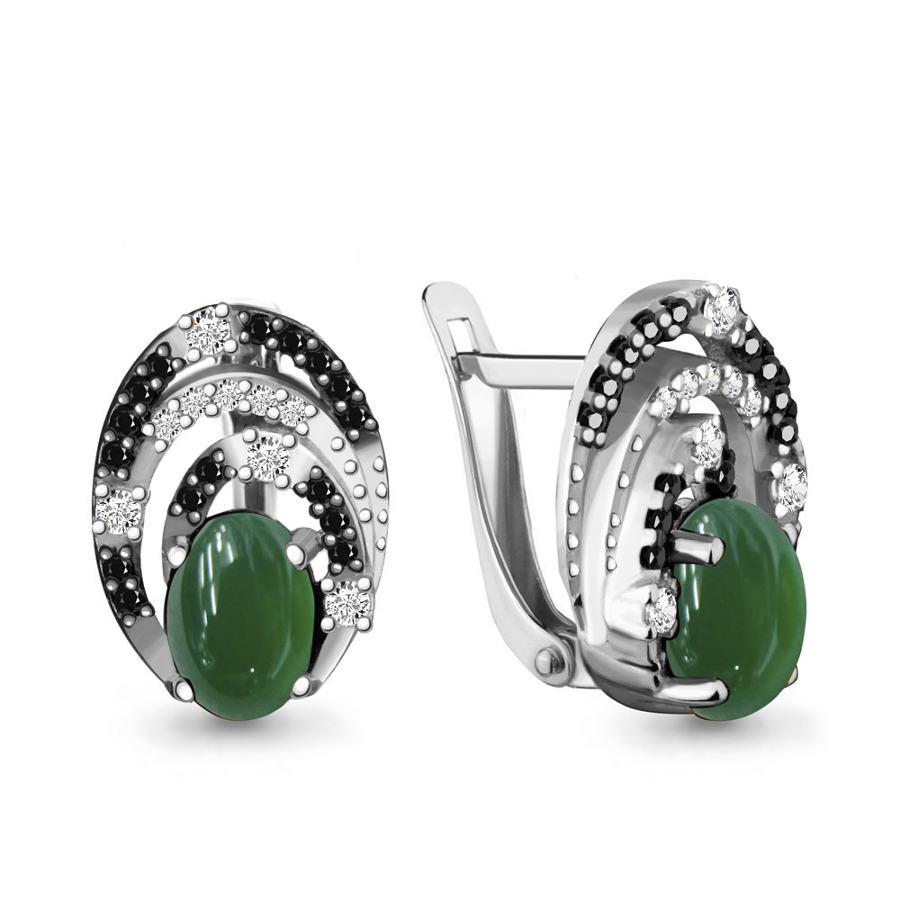 

Серьги из серебра с агатом Aquamarine 4475409Ч_925_р, 4475409Ч_925_р