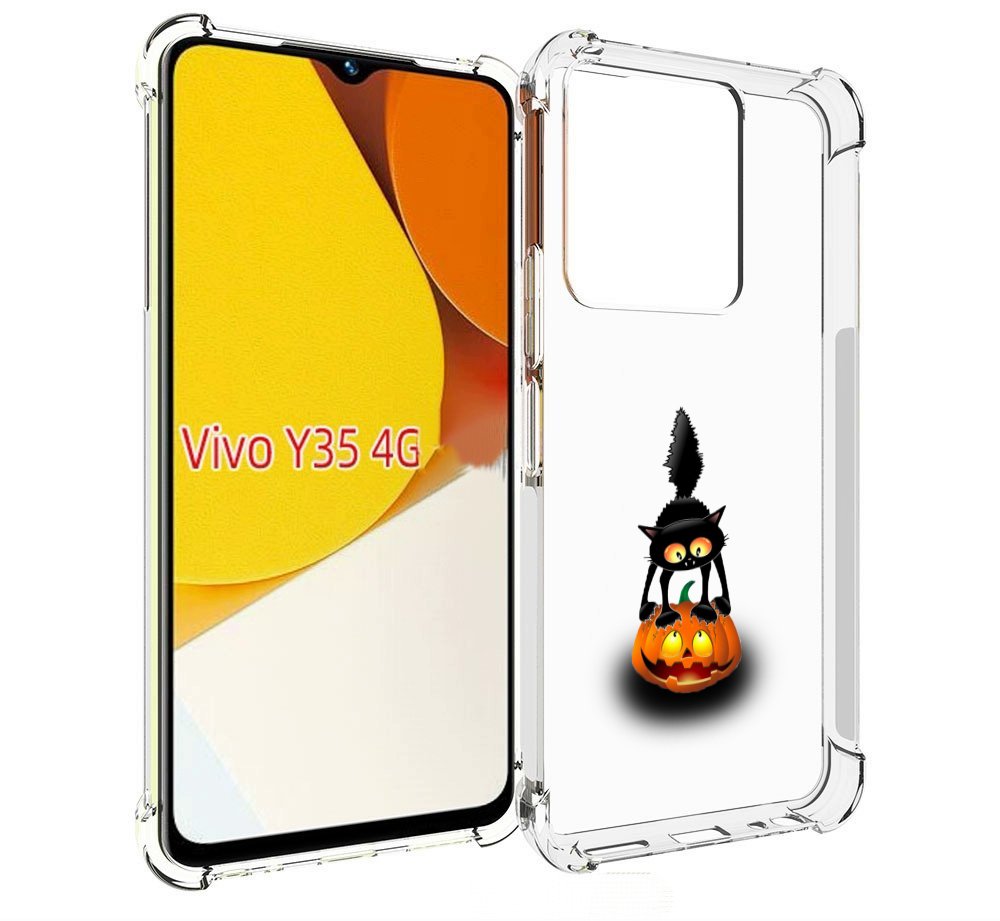 

Чехол MyPads Котик с тыквой для Vivo Y35 4G 2022 / Vivo Y22, Прозрачный, Tocco