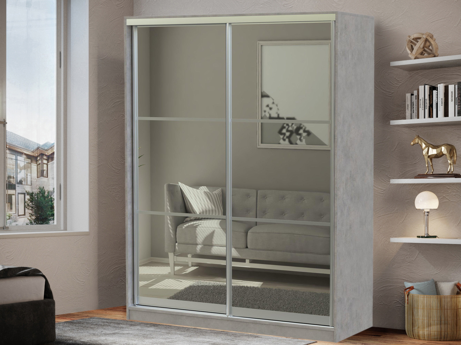 

Шкаф-Купе QualisMebel Эмили 1500х600х2400, Серый, Эмили