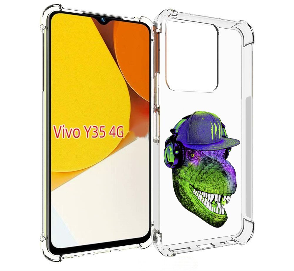 Чехол MyPads Динозавр в кепке для Vivo Y35 4G 2022 / Vivo Y22