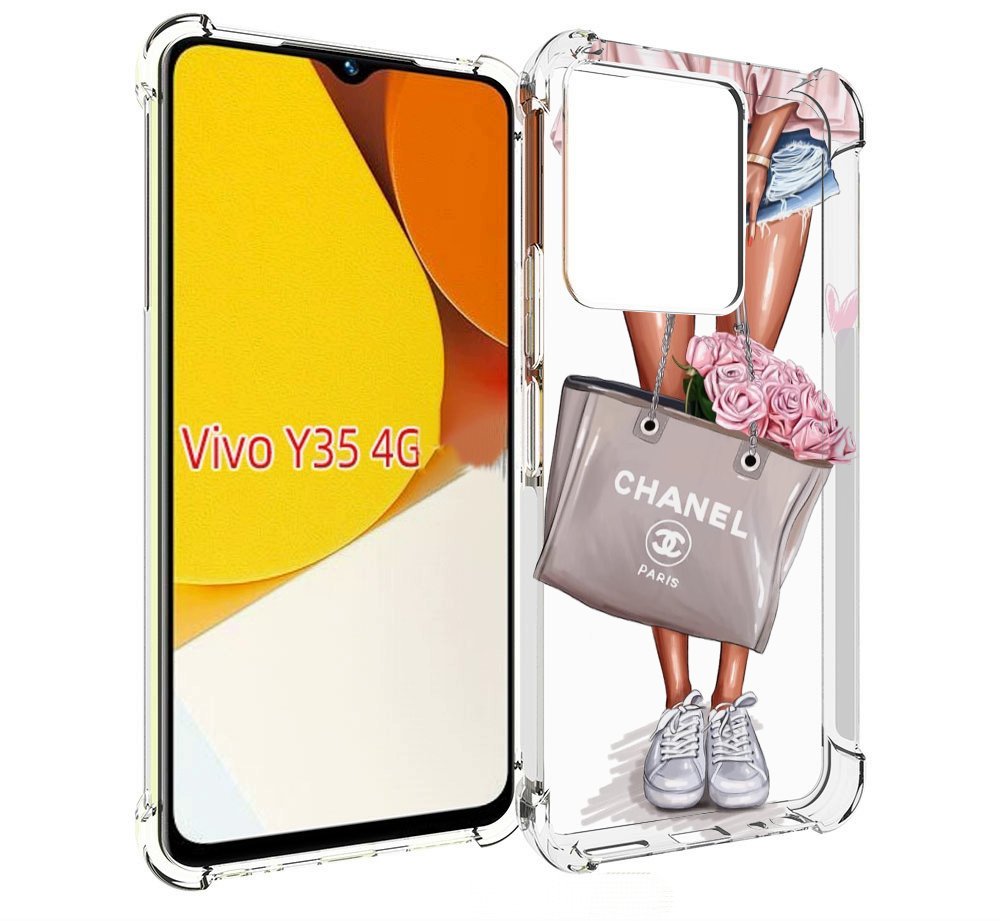 Чехол MyPads Девушка-с-сумкой женский для Vivo Y35 4G 2022 / Vivo Y22