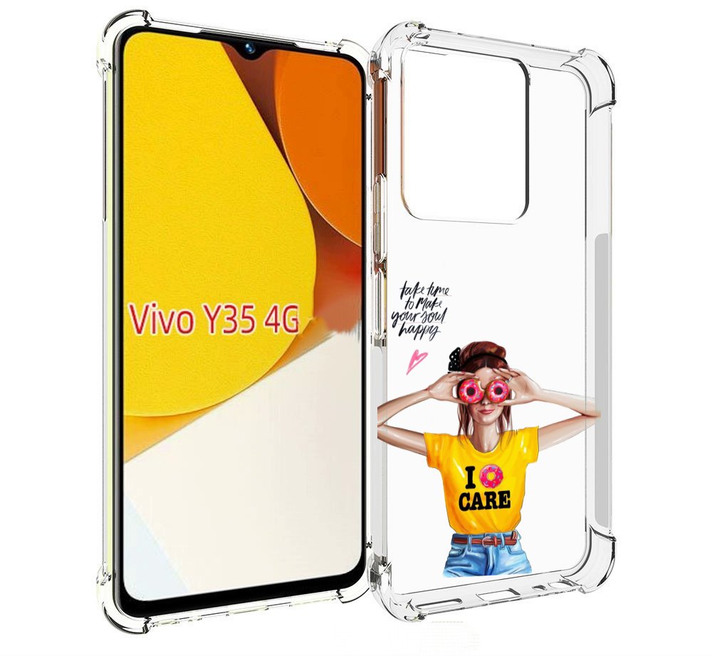 

Чехол MyPads Девушка-с-пончиками женский для Vivo Y35 4G 2022 / Vivo Y22, Прозрачный, Tocco