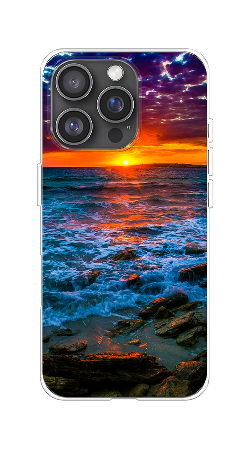 

Чехол на Apple iPhone 16 Pro "Закат 1", Оранжевый;синий, 16250-1