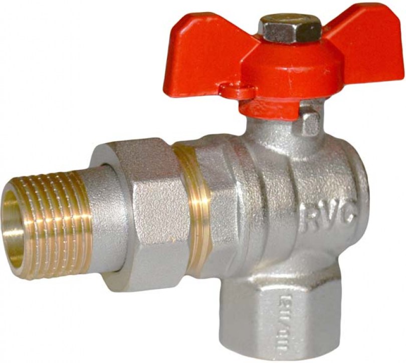 

Кран RVC шаровой (20) 3/4" гш американка угловая бабочка, Красный