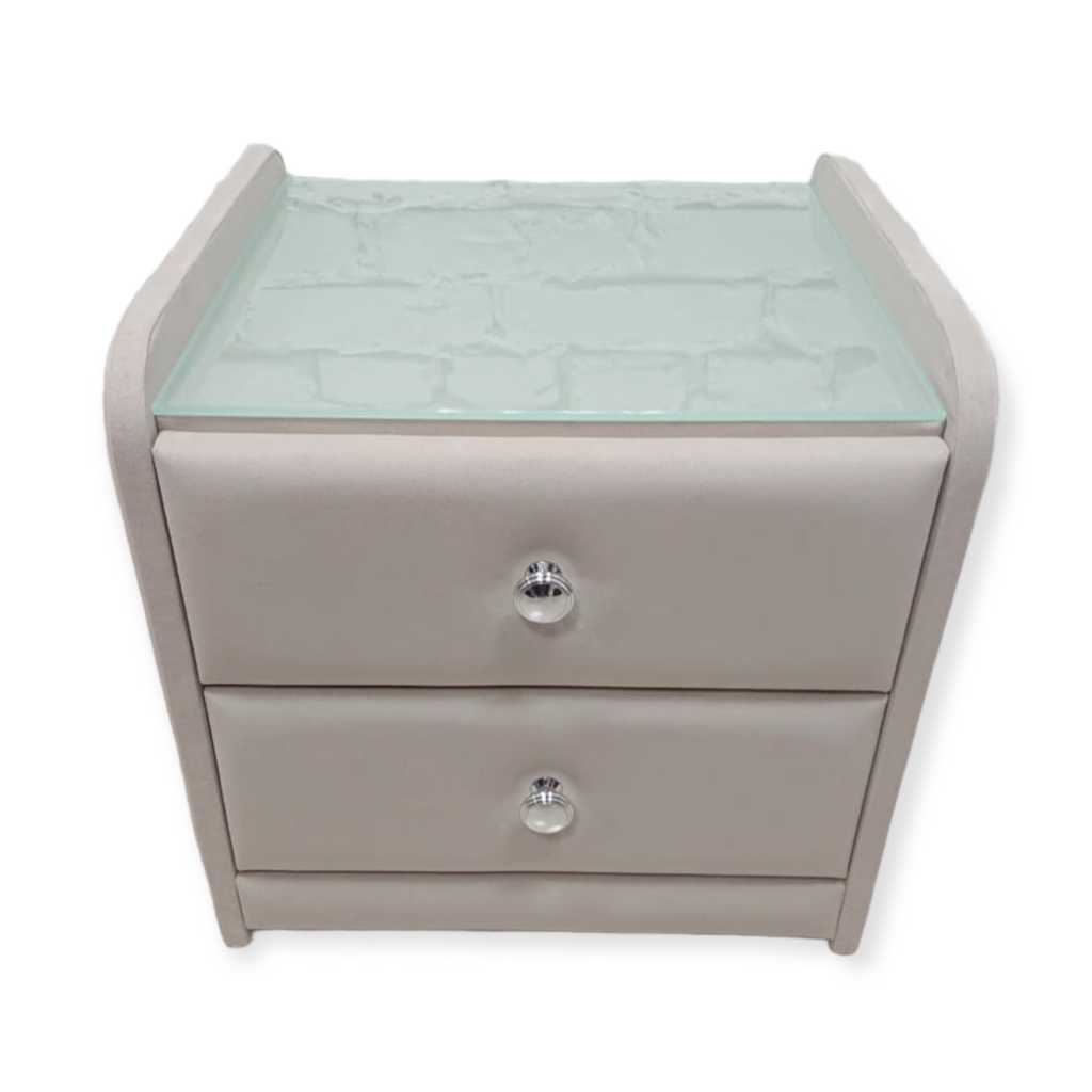 фото Тумба прикроватная мягкая trinitimebel тринити-2/ 002464543_g 46х43х45 бежевый