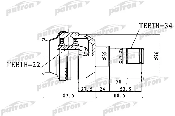 

ШРУС внутренний задний 34X35X22 CHEVROLET CAPTIVA (C100) 07- PATRON PCV1749