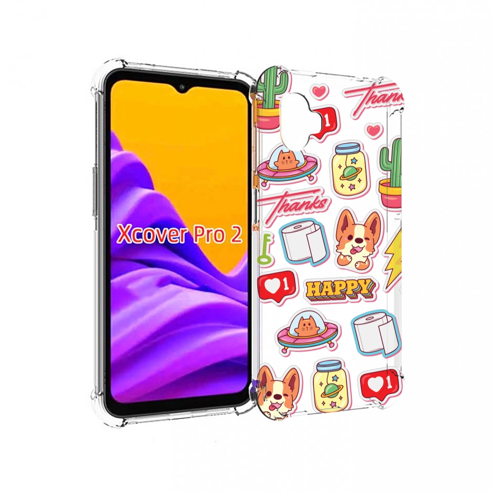 Чехол MyPads милые-стикеры-корги для Samsung Galaxy Xcover Pro 2