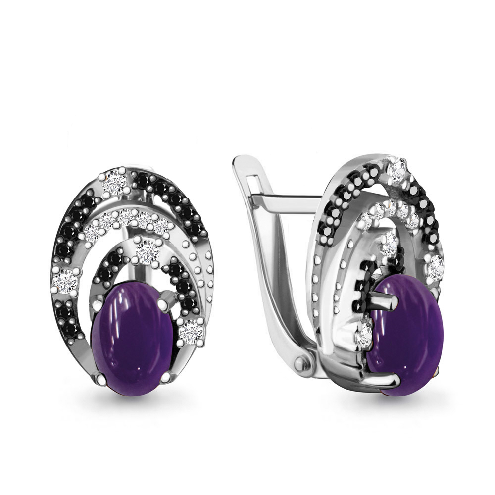 

Серьги из серебра с аметистом Aquamarine 4475404Ч_925_р, 4475404Ч_925_р